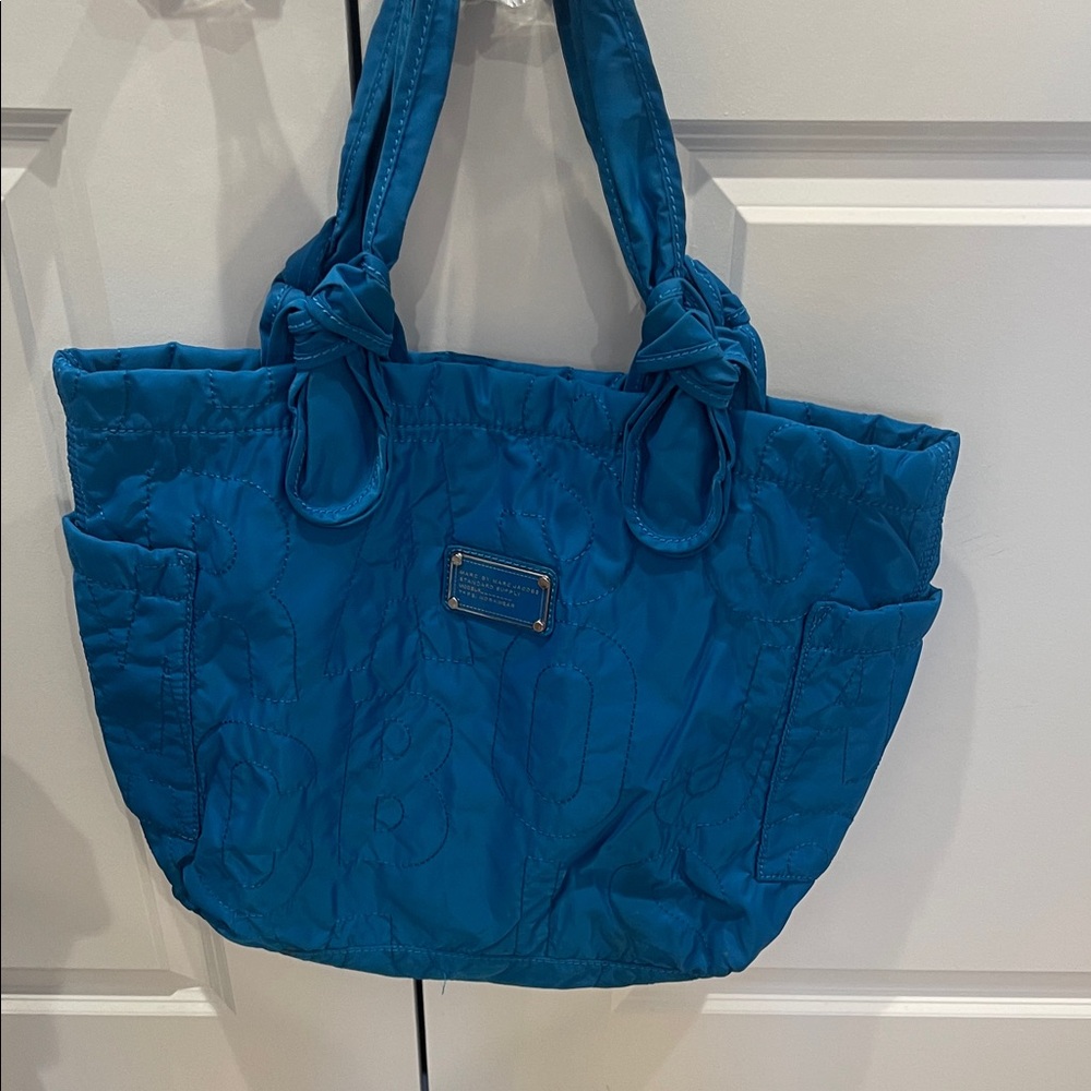 Marc Jacobs Blue Quilted Tote Bag with Knot Handles